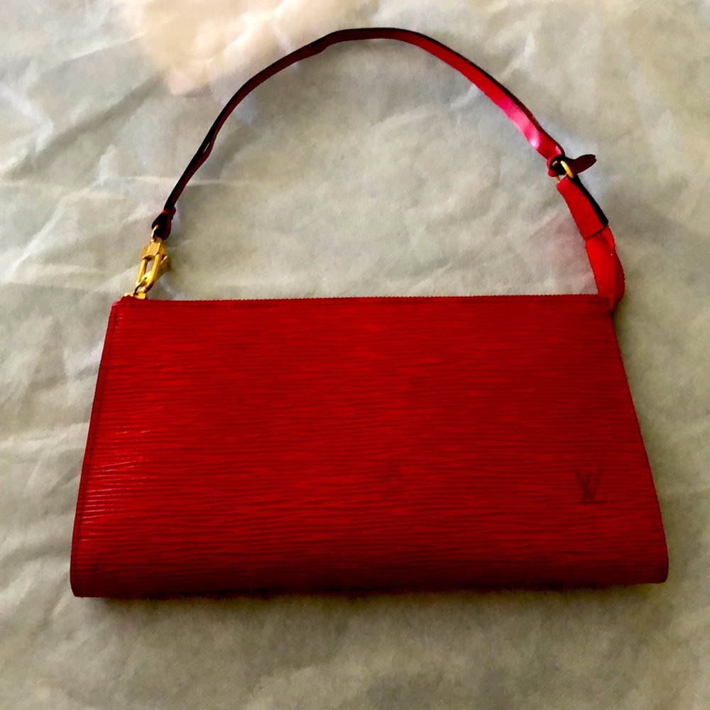 Louis Vuitton Red Epi Pouchette Pouch bag